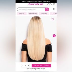 - Donna Bella Hair 18" hybrid weft full pack color #600 blonde